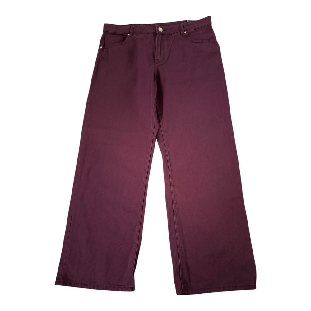 NEW Divided Womens Wide Leg Low Waist Maroon Denim The Easy Soul Pants Size‎ 12 - Picture 2 of 13